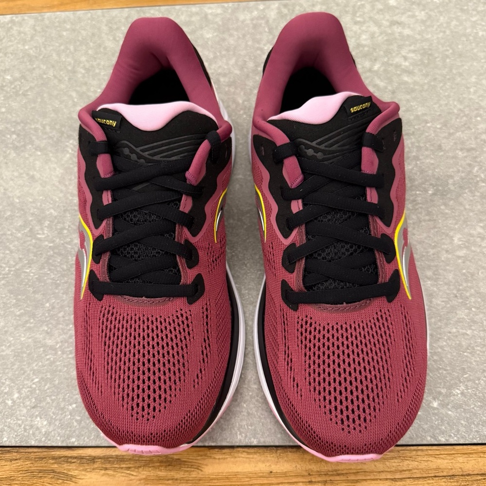 Saucony Ride 14 Running Shoe Burgundy Quartz /Vizigold Women’s Size 6.5 - Picture 2 of 11